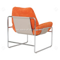 Saddle Leather Cotton Line Rustfritt stål Lounge Chair